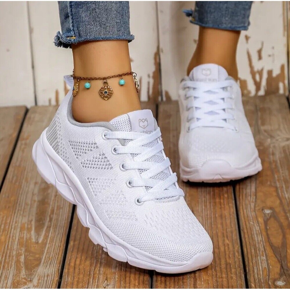 Ladies Sneakers Sz 8.5 Fashion Colorblock Breathable Lace Up Running Sport Shoes